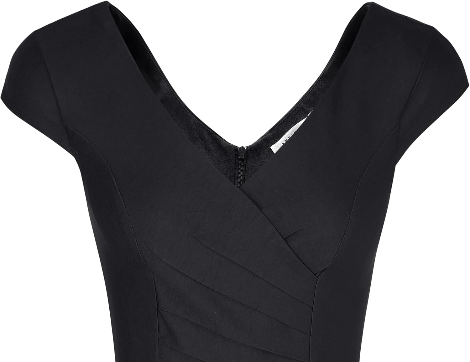 MUXXN Women's 1950's Vintage V Neck Ruched Sheath Formal Pencil Dress - Image 6