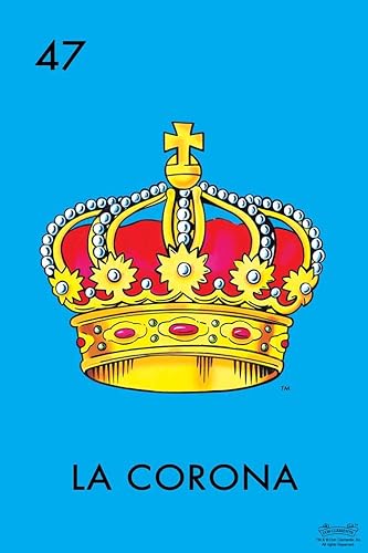 Póster de 47 impresiones artísticas de la corona de la corona, lotería mexicana, lotería de bingo mexicano, 16 x 24 pulgadas