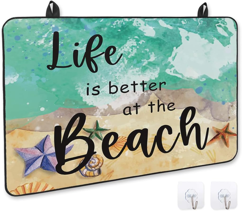 Stove Cover for Electric Stove, Beach Quotes - Life is Better at the Beach Stove Top Cover for Glass Top, Heat Resistant Rubber Mat Foldable Cooktop Cover Top Protector, 28.5"x20.5"
