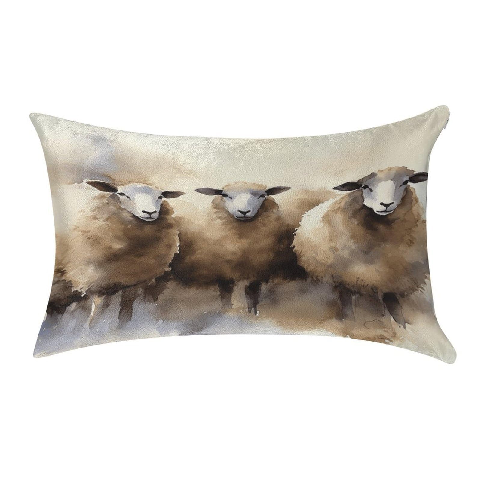 VstaDank Sheeps Watercolor Throw Pillow Cover 12"×20" Ultra Soft Pillowcase Cozy Lumbar Pillow Shell Gold Velvet Exquisite Decorative Cushion Sham Protector for Couch Sofa Bedroom