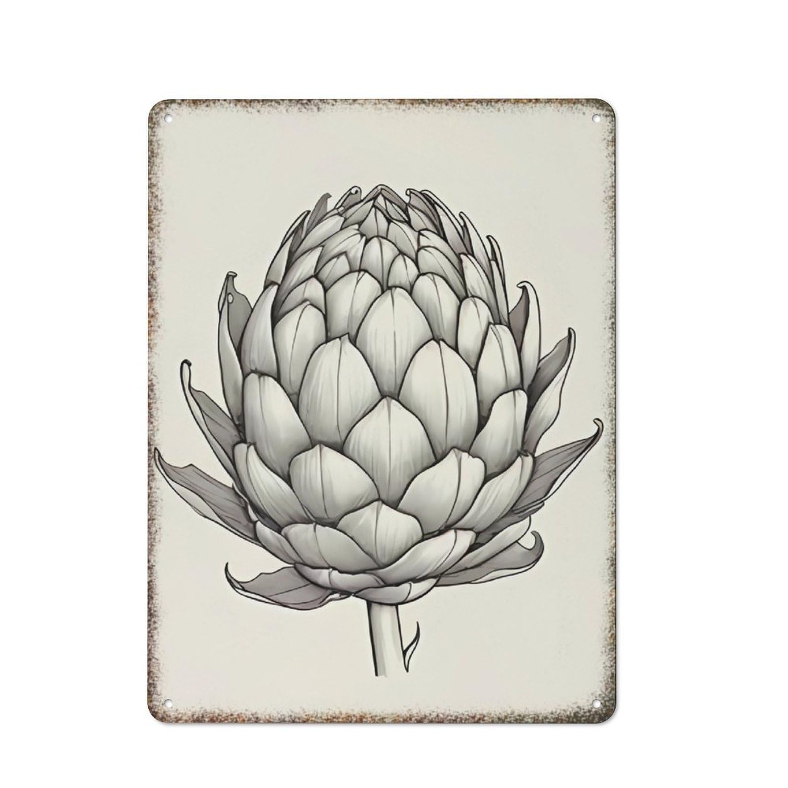 Artichoke Vegetable Kitchen Botanical Farmhouse Retro Metal Wall Plaque 8x12 inch