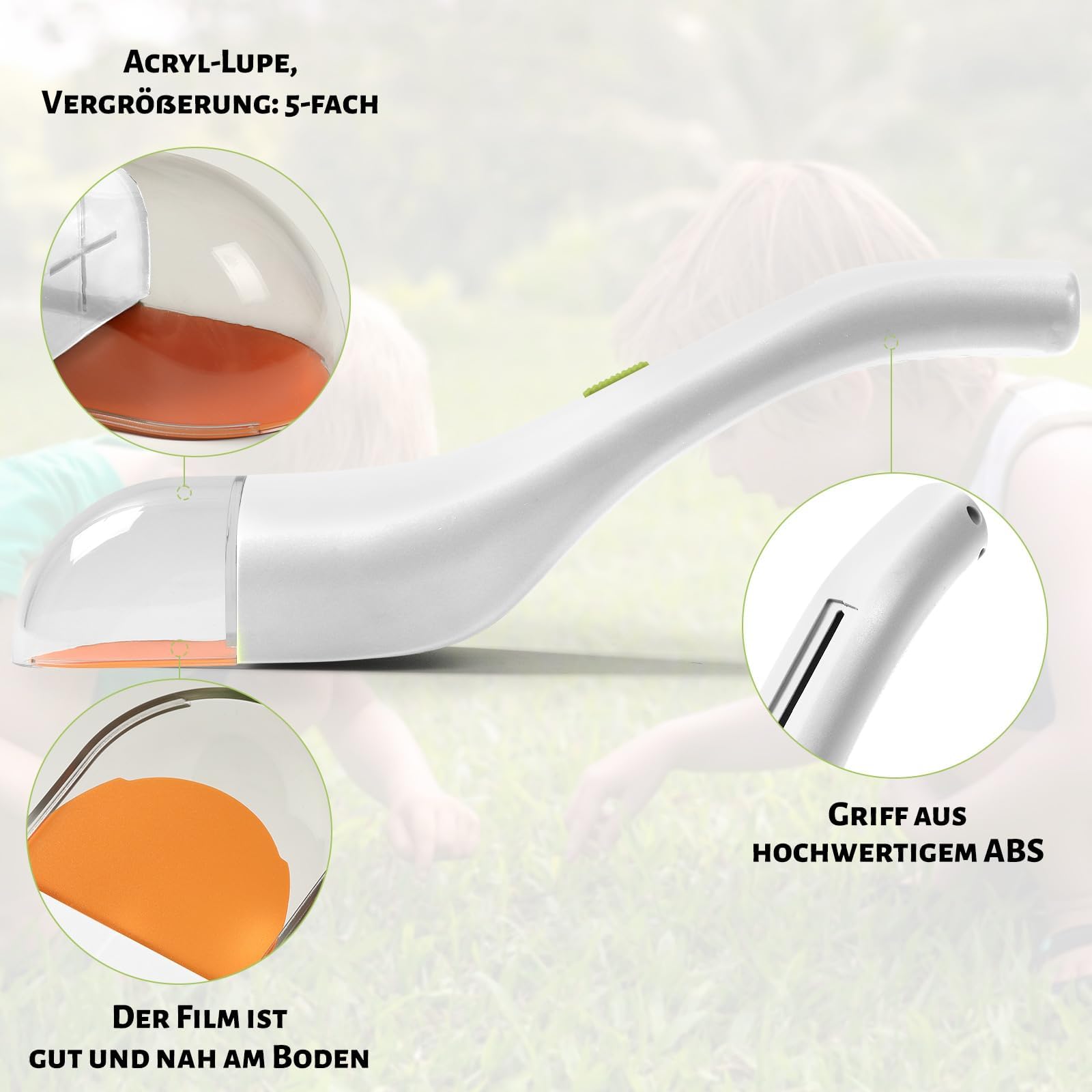 Attrape Insecte Araignée BASVII – Piège Vivant Long Télescopique Pour Maison Jardin, Attrape Papillons, Coléoptères, Araignées (Blanc)