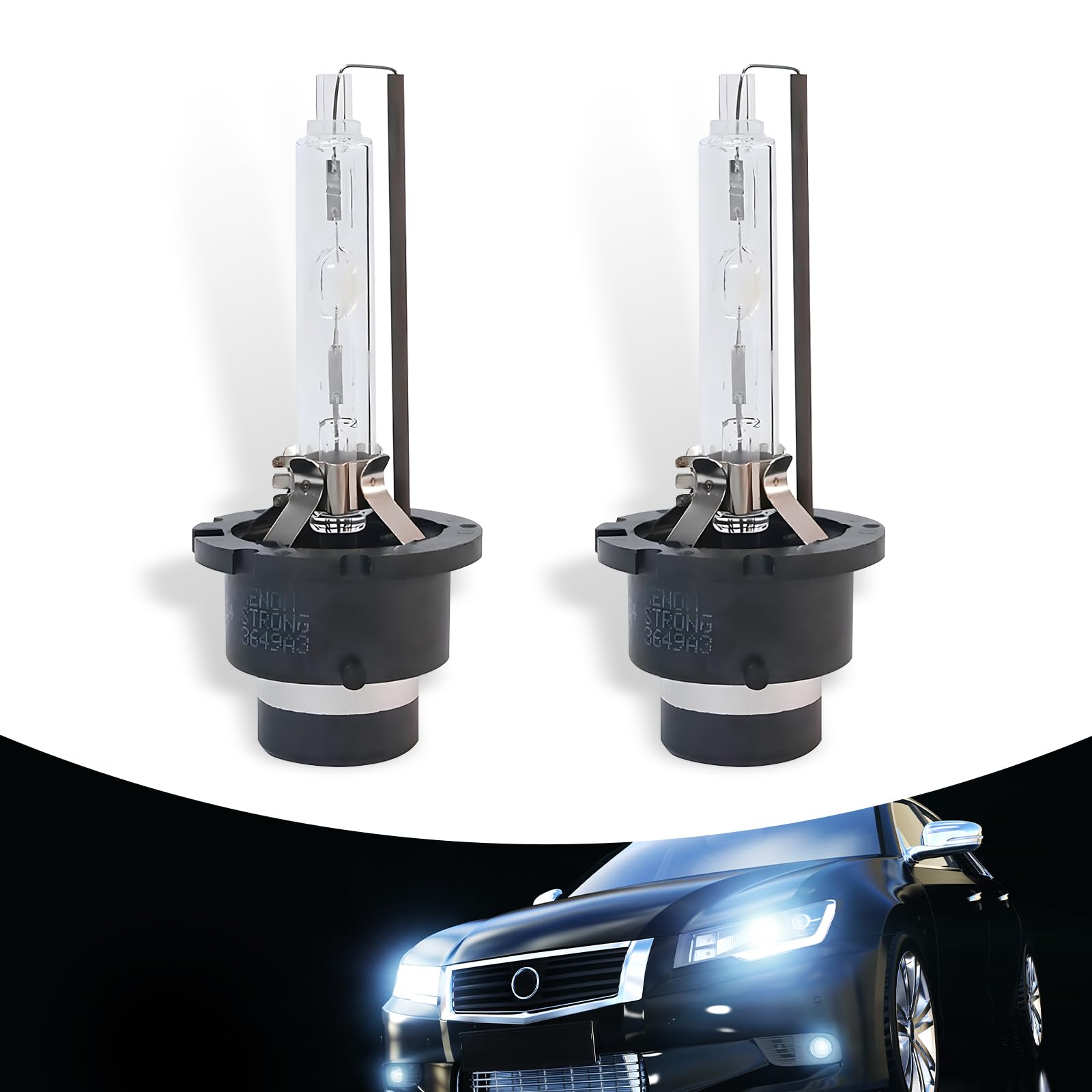 2 PCS D2S Car Bulb, 32mm x 75mm 12V 6000K Concentrated Ultra-bright Quartz Glass IP67 Waterproof Light Bulb, Plug Play Universal Automotive Lighting Replacement Accessories (Silver)