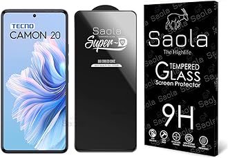 Saola® SuperD Oleophobic Tempered Glass For Tecno Camon 20 (PACK OF 1) with Free Installation Kit. Full screen Coverage. Free Replacement If Received Damaged - 6.67 inch
