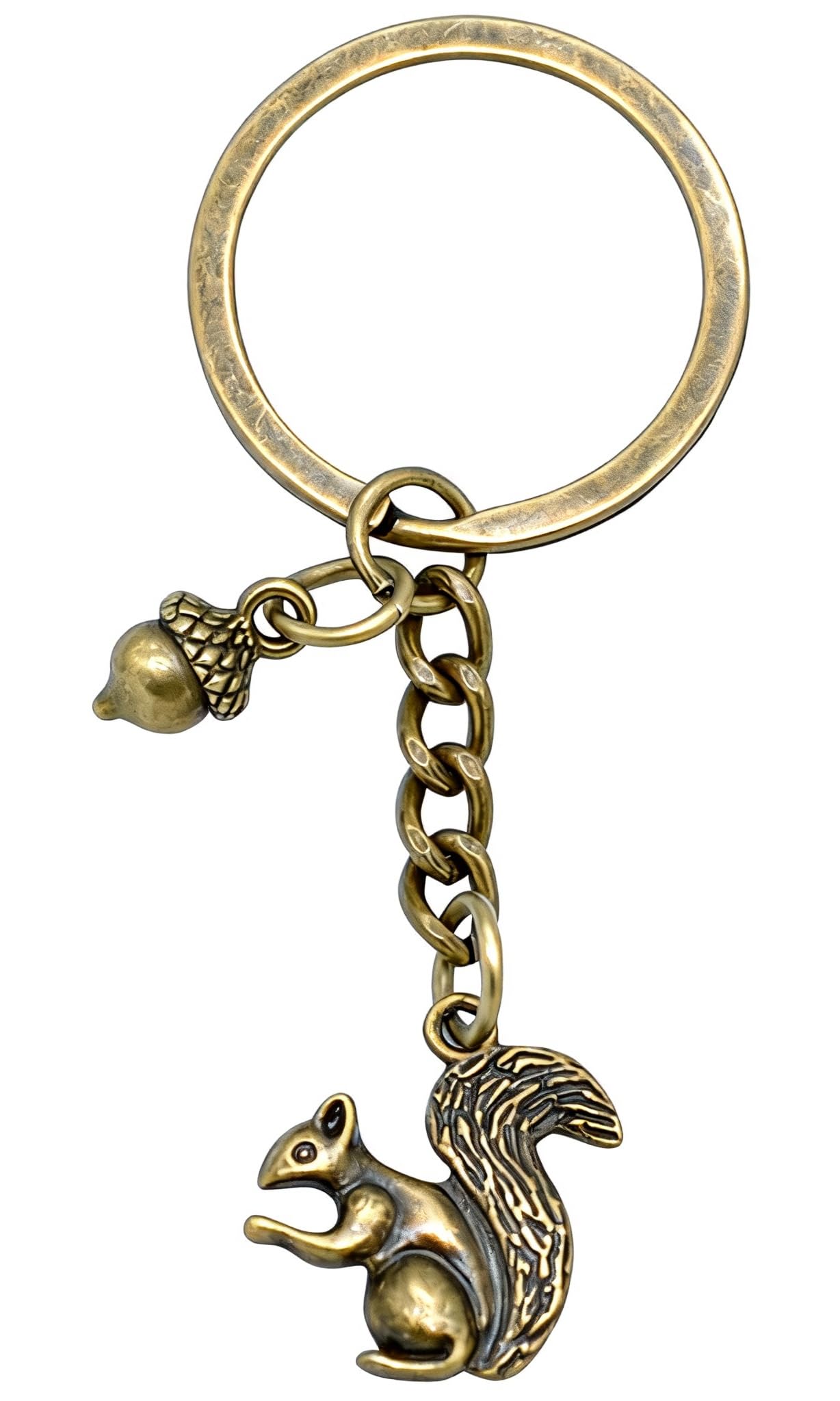 Moydolo Unisex Bronze Squirrel Keychain Pendant Metal Animal Squirrel Key Chains Charm Keyrings Gift For Men Women Boys Girls