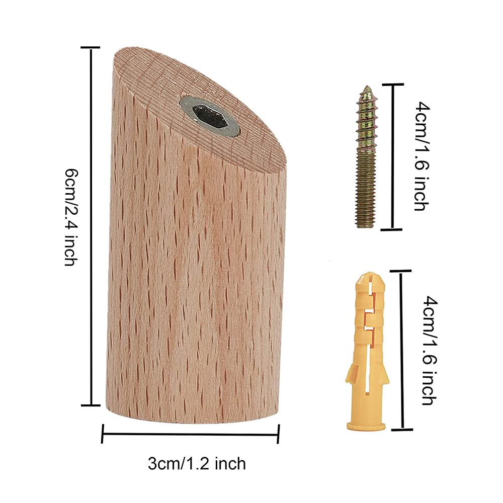 Set Di 6 Ganci Da Parete In Legno Di Quercia Massello – Design Minimalista Rustico – Capacità 5 Kg – Per Cappotti, Asciugamani E Borse
