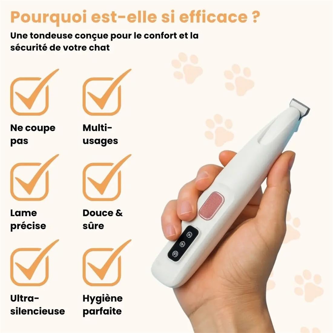Tondeuse de Précision Silencieuse pour Chat – Toilettage Zones Sensibles, Lames Hypoallergéniques Sécurisées, Rechargeable, Anti-Nœuds & Poils Longs/Courts