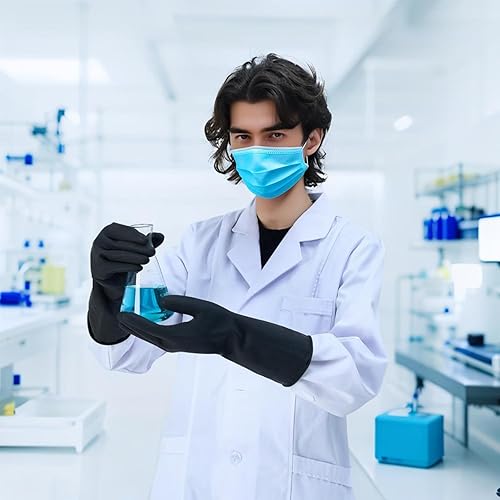 Miniatura 6 de Bamllum 4 pares de guantes de goma negra para lavar platos, guantes de limpieza reutilizables para cocina, hogar, antideslizantes, flexibles y de