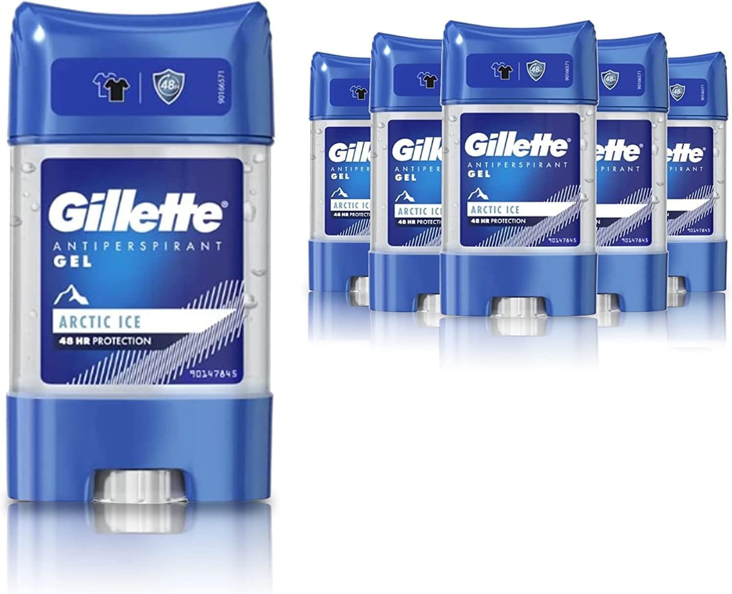 Antiperspirant Deodorant Gel For Men, 420 ml (70 ml x 6), 48-Hour Invisible Sweat and Odour Protection, Artic Ice