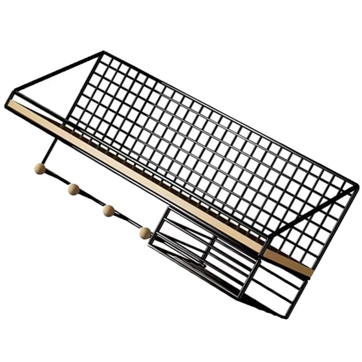 Étagère murale flottante rangement salle de bain sans trou métal noir