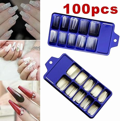 Amazon Co Jp Gaocheng 100個のネイルチップロングバレリーナアートフルカバーネイルマニキュアフェイク偽 100pcs Box Natural ビューティー