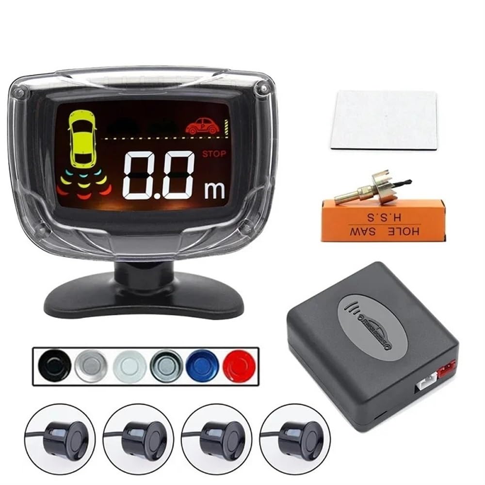 Sensori Rilevamento Distanza Kit sensori di parcheggio per Auto con 4 Schermo da 22 mm Radar retromarcia Indicatore avviso sonoro Monitor Display retroilluminato | Blue Radar