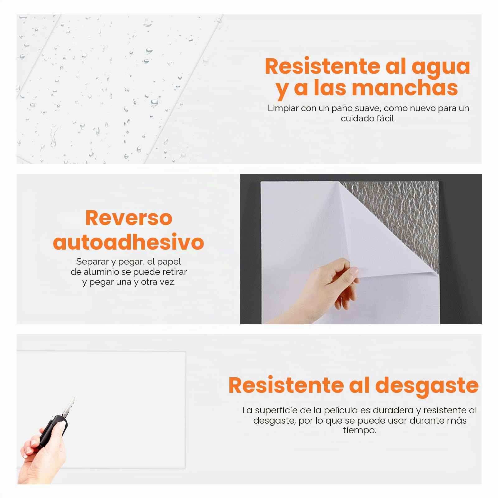 Pegatinas efecto baldosas de mármol, 10 piezas 60×30 cm, azulejos de cocina autoadhesivos, azulejos de pared autoadhesivos de PVC para baño, paneles de pared impermeables y antiaceite