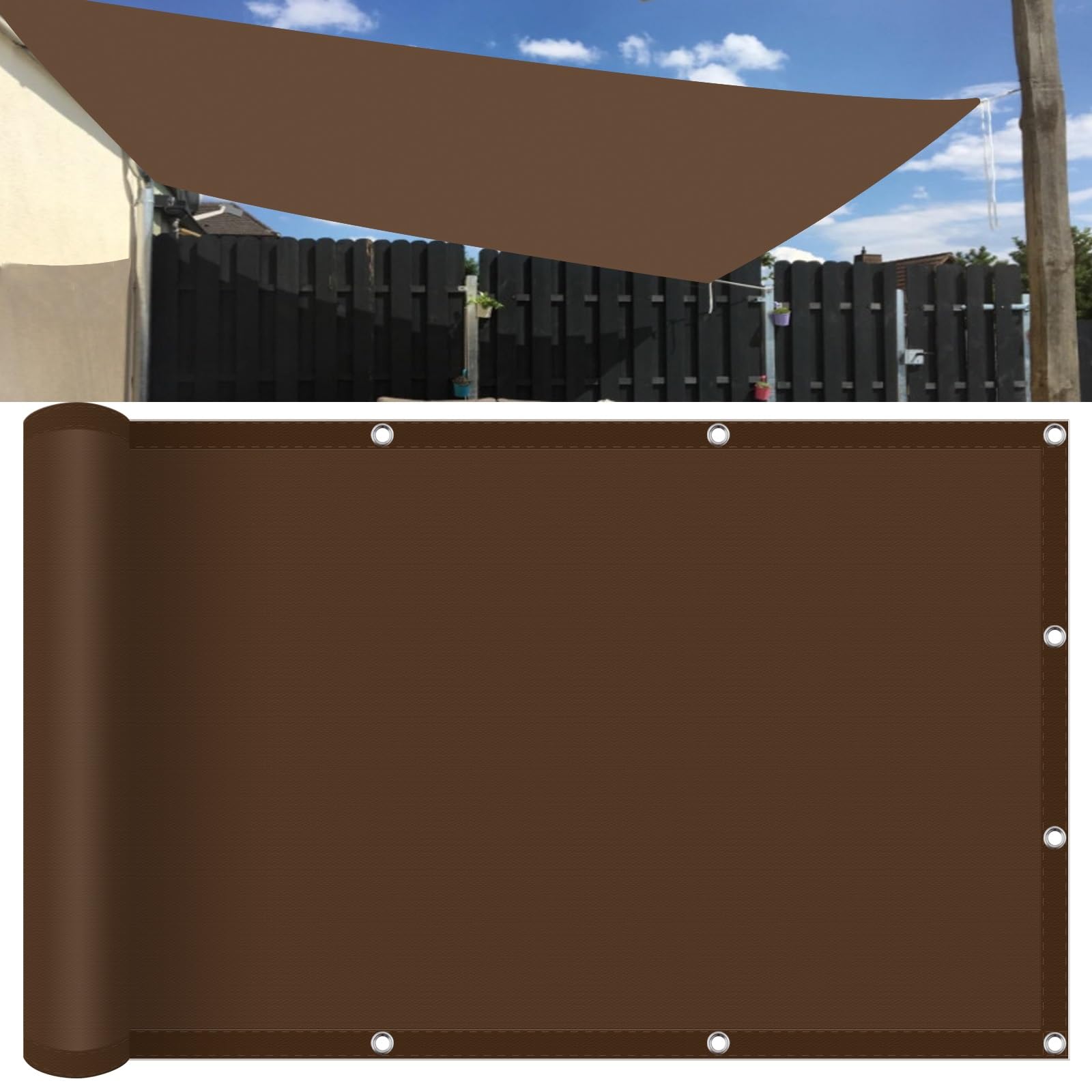 Toile solaire voile d'ombrage rectangulaire 320x600 bâche jardin marron