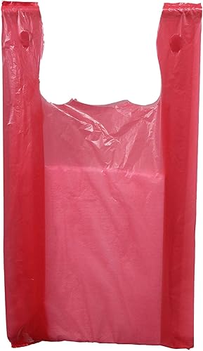 Bolsas de plástico para camisetas - Rojo - 11 " x 6" x 21" - Caja de 1,000