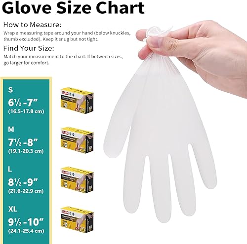 Miniatura 3 de Disposable Vinyl Gloves Clear, Latex & Powder Free, Food Grade Safe for Food Prep Kitchen Cooking Cleaning Salon