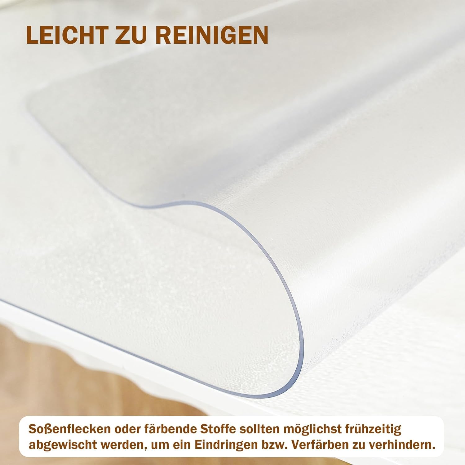 Royhom Copritavolo Trasparente 90 x 180 cm, 1.5 mm Spessore Pellicola Trasparente per Tavolo, Proteggi Tavolo Impermeabile, ​​Copritavolo Moderno Matt per Scrivania, Tavolino