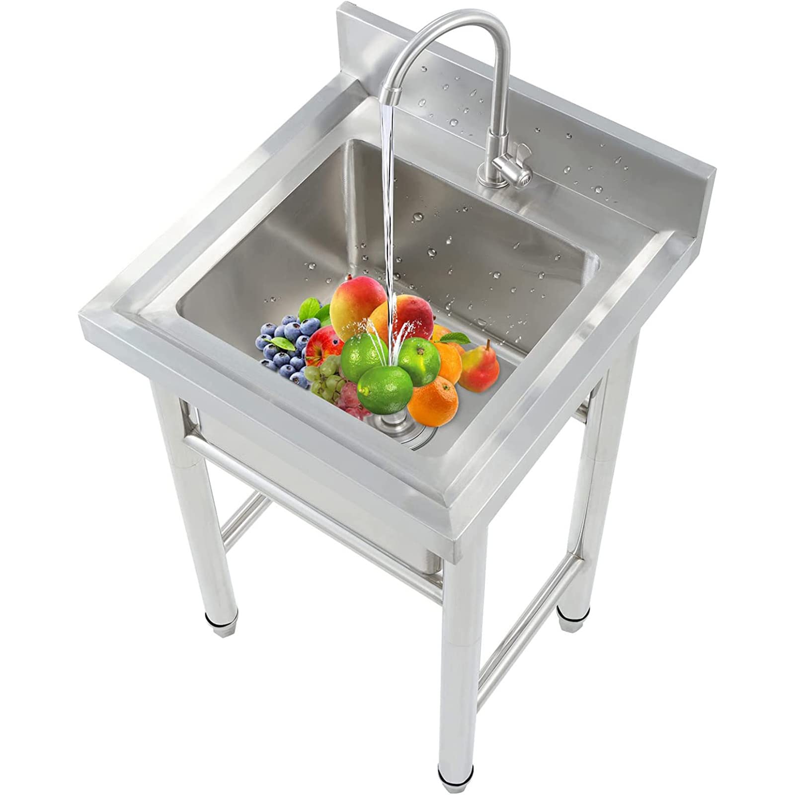 Évier de cuisine utilitaire en acier inoxydable pour garage et jardin