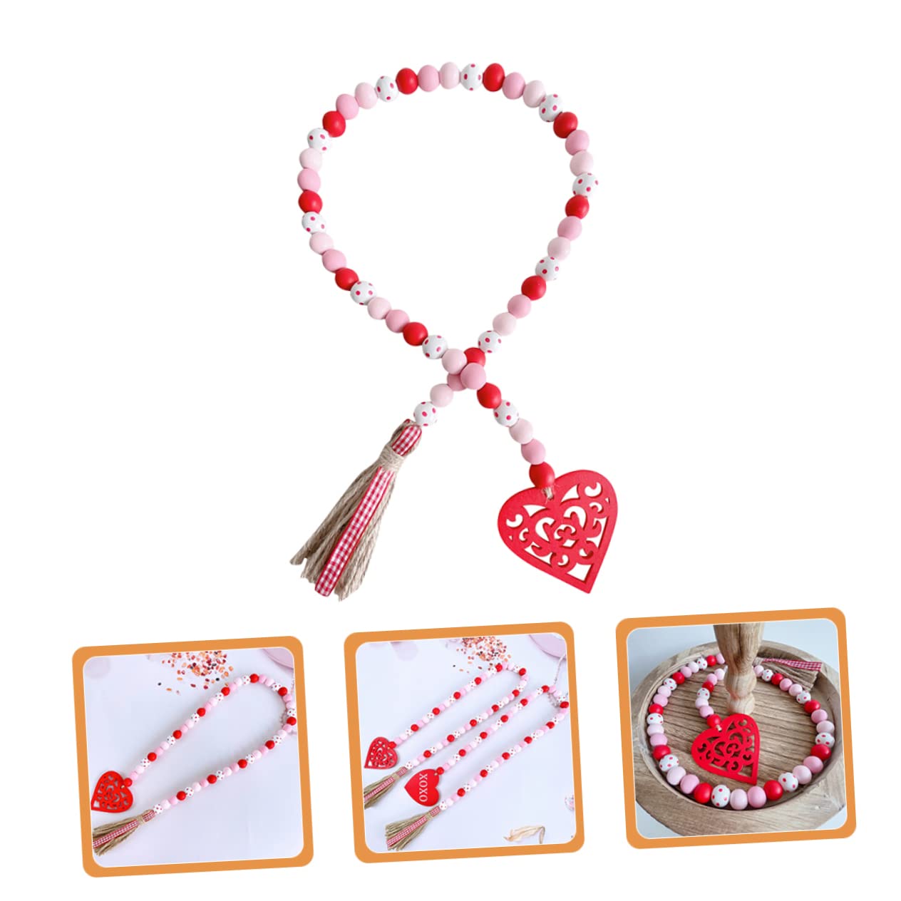 5 Stücke Perle Dekoration Valentinstag Holz Bead Garland Quaste Für Home Festliche