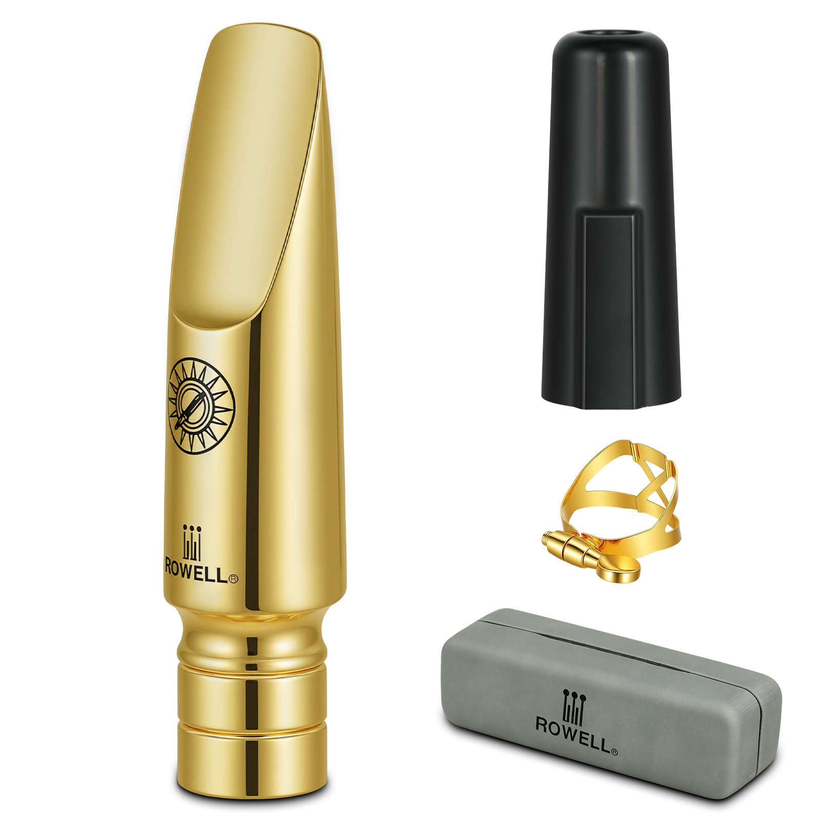 ROWELL Metal Tenor Sax Mouthpiece Medium Baffle 2.54mm Tip Opening for Classical Jazz Rock