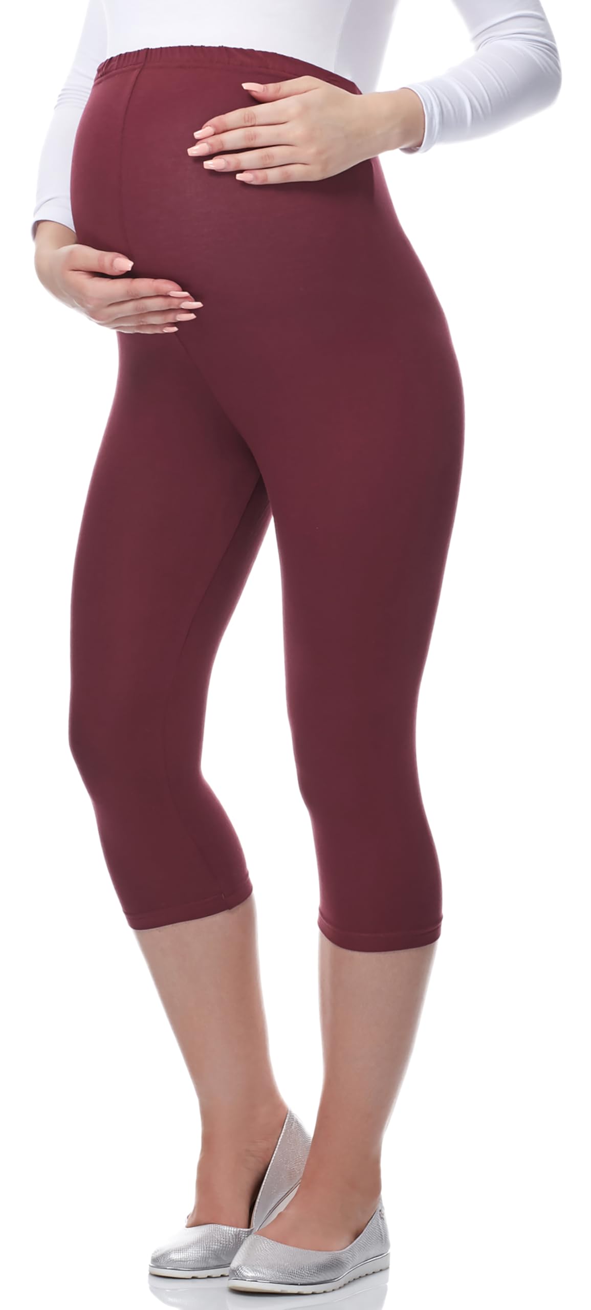 Be Mammy Women's Maternity 3/4 Leggings 03(Claret, L)