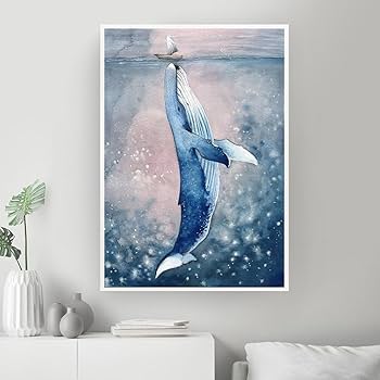 Amazon.co.jp: 動物ビッグクジラポスターとプリント抽象的な壁アート