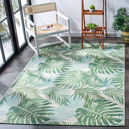 SAFAVIEH Washable Rug Outdoor Barbados Collection - 8' x 10'5', Green & Teal, Non-Shedding & Easy to...