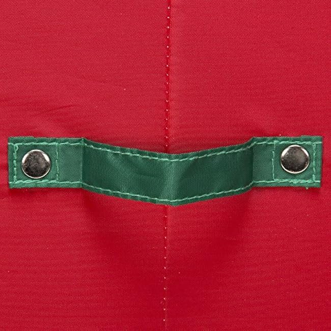 Household Essentials 536RED Holiday China Storage Chest with Lid and Handles | Dinner Plate | Red Canvas with Green Trim