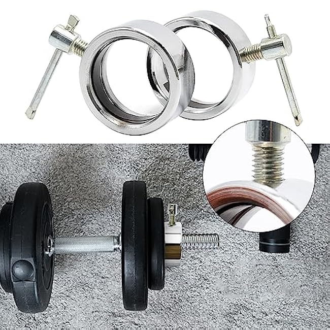Olympic Barbell Spin-Lock Collars for 2 Olympic Bar Screw Clamps Hex Nut Anti-Slip Collars Dumbell Weight Lifting, Pack of 2 (C)