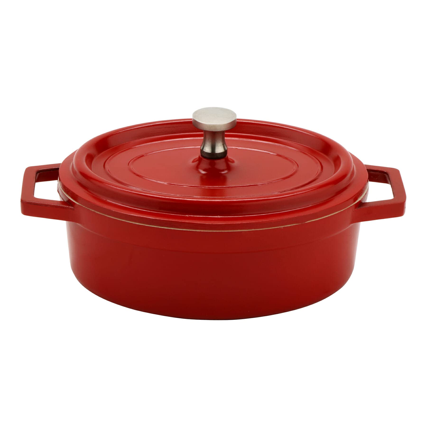 GET 0.38 Quart / Oval / Red / White Dutch Ovens