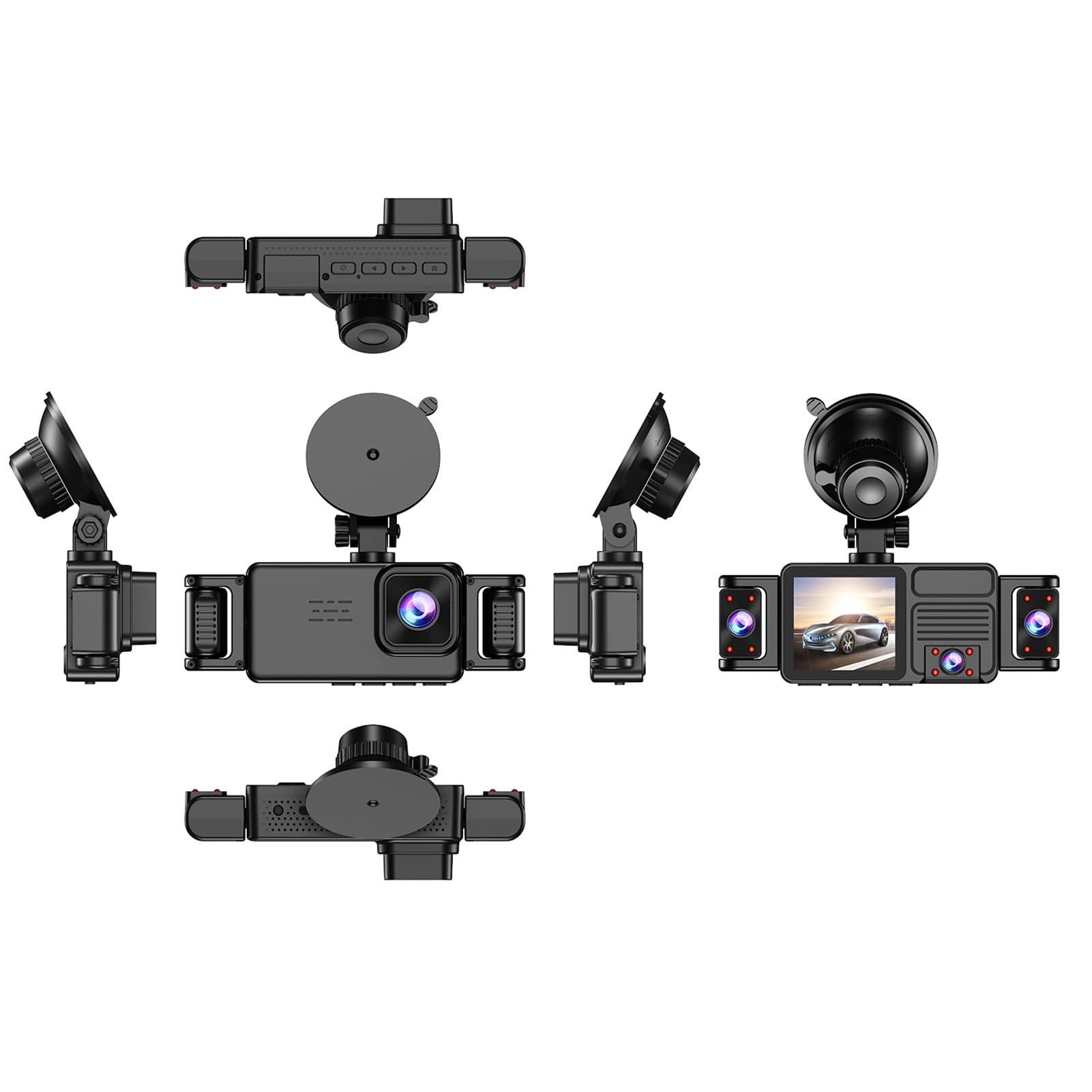 Akozon 5-kanałowa Kamera Samochodowa 2K z Widokiem 360° Celownikiem Nocnym Tryb Parkowania WDR dla 5 Obiektywów Zsynchronizowane Nagrywanie Eliminujące Martwe Punkty