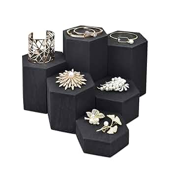 Mooca Wooden 6 Pcs Square Risers For Display Jewelry And