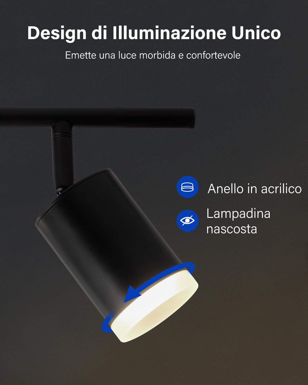 Leselux Lampadario Faretti LED Soffitto Orientabili 6 Luci, Senza Lampade | Faretti da Soffitto GU10, Moderna Binario Faretti Soffitto, Metallo Faretto LED Interno per Cucina Corridoio Soggiorno