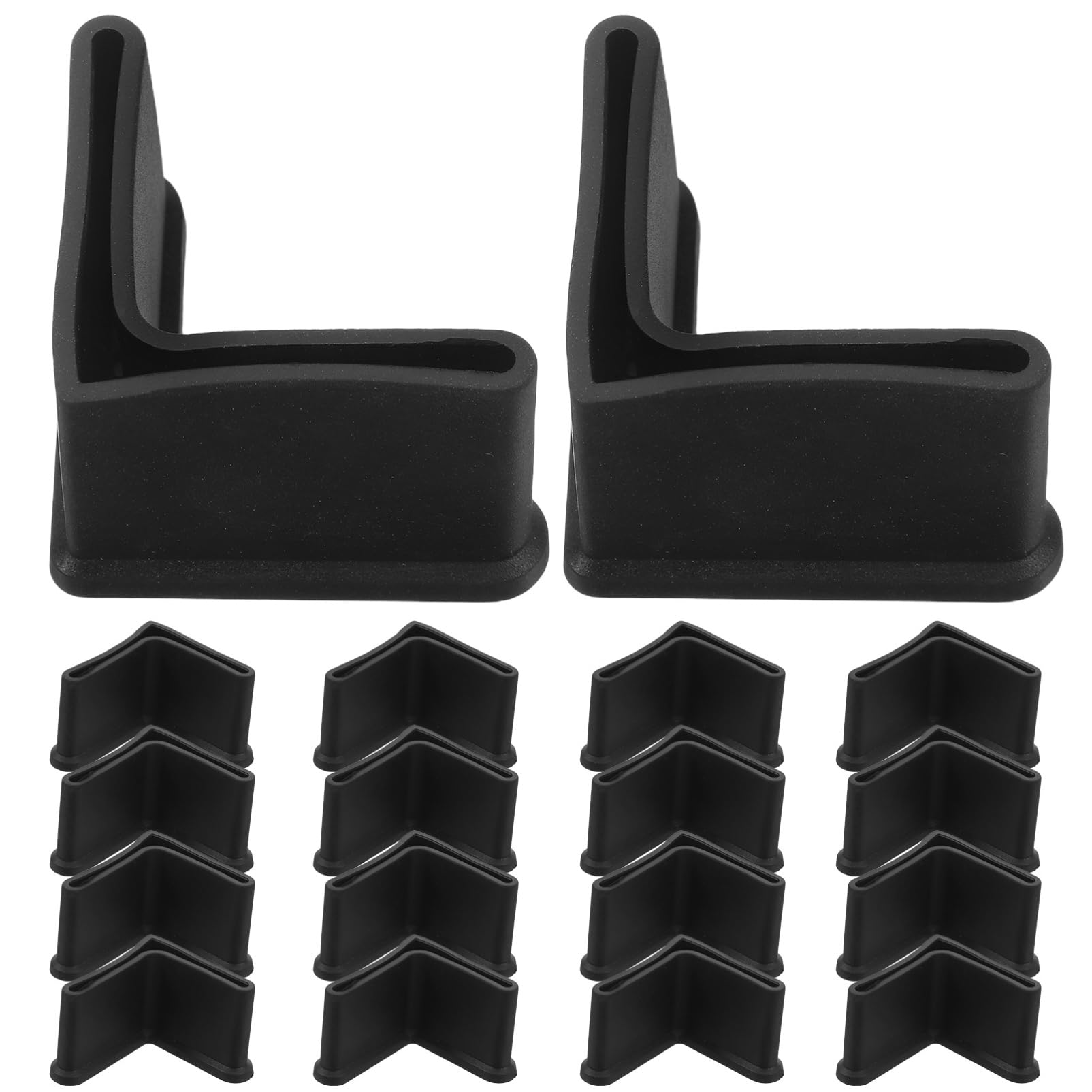 Fundas en forma de L para patas de muebles PRETYZOOM, PVC negro de 35mm, 20 unidades