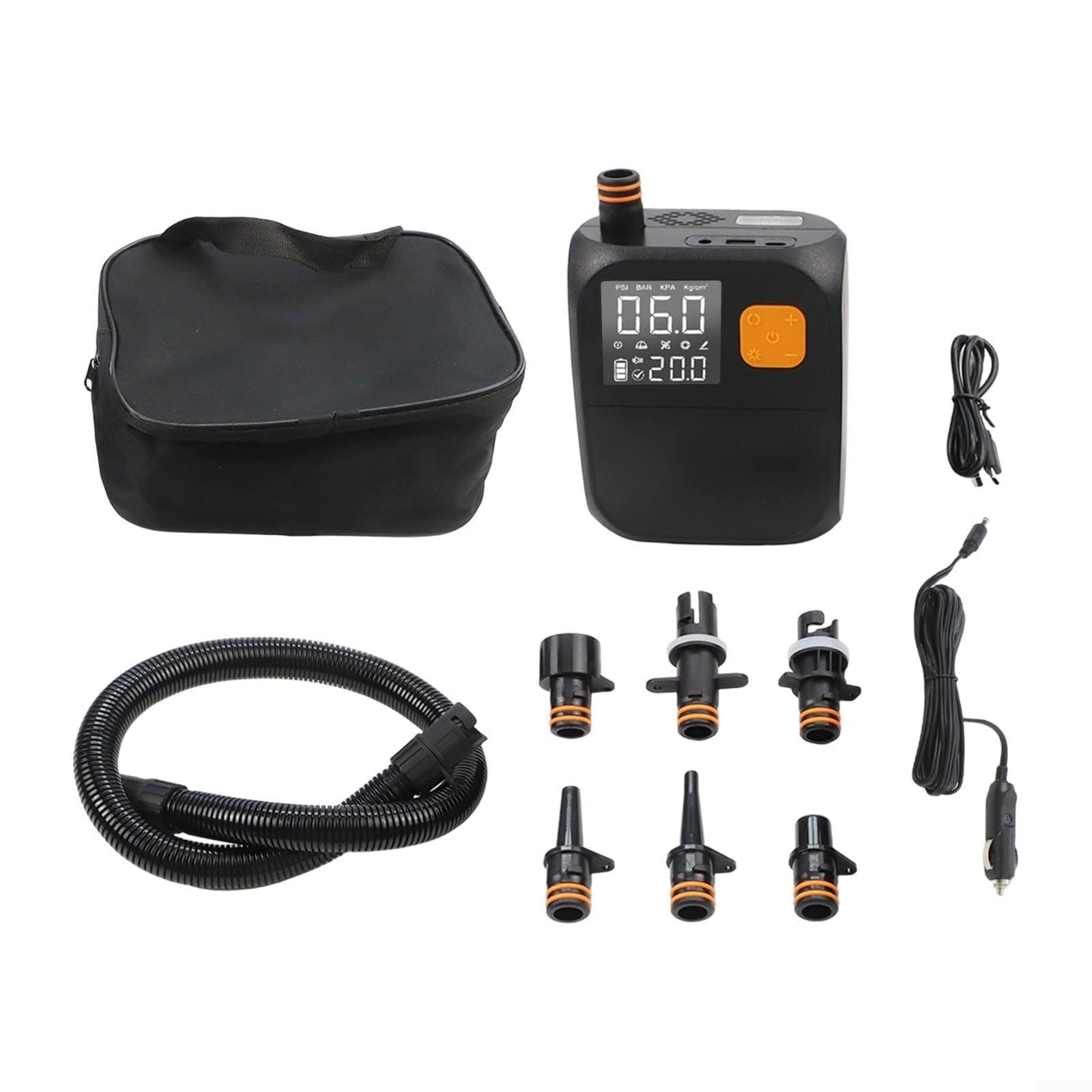 Bomba de aire eléctrica para kayak y canoa, inflador inalámbrico de 25 PSI con 8000 mAh para batería, medidor digital de parada automática para deportes acuáticos al aire libre