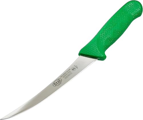 Miniatura 3 de Winco KWP-60G Stäl - Cuchillo de deshuesar para cubiertos con sello de 6 pies, hoja de acero inoxidable flexible, mango de plástico verde