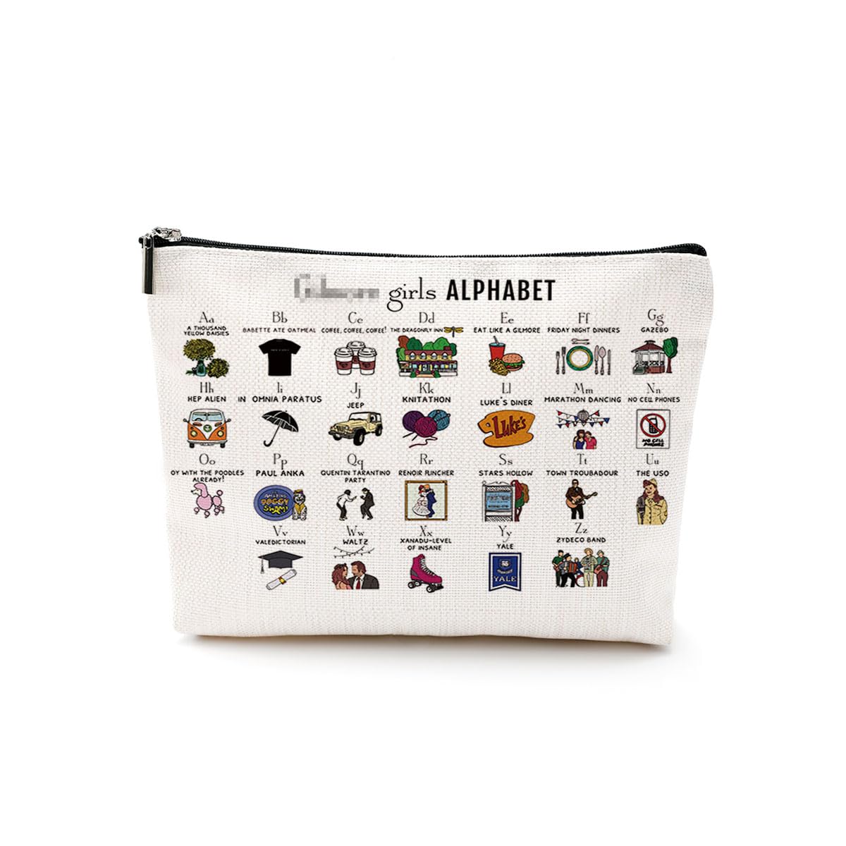 DJHUNG Funny Cosmetic Bag - Girls Fans Inspired TV Show Merchandise Makeup Bag Friendship Gifts for Women, Sisters, Teens - Alphabet