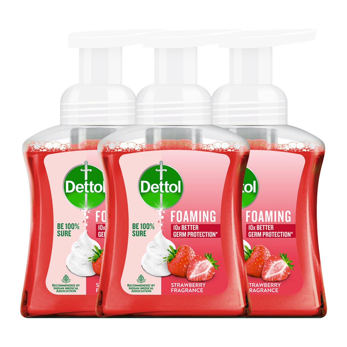 Foaming Handwash Pump - Strawberry (Pack of 3-250ml each) | Rich Foam | Moisturizing Hand Wash | Soft on Hands