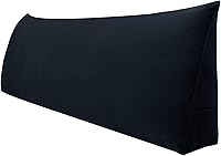 Vista 14 de WOWMAX Almohada de cuña para cabecera de cama de día, con funda extraíble, terciopelo negro, tamaño matrimonial