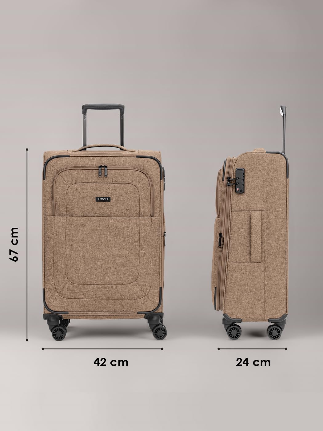 REDOLZ Essentials 12 artykułów podstawowych, kawa, M (67 cm) 4-Rad erweiterbar