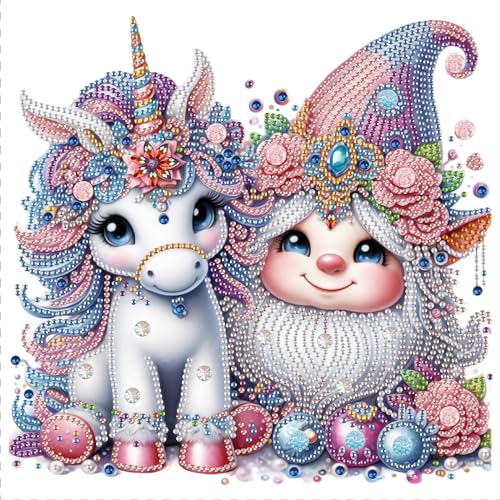 Image of AiYuanzsh Diamond Art Painting Kits for Adults, 5D Special Shape Diamond Art Kits for Beginners, Crystal Rhinestones Diamond Art Painting for Home Wall Decoration Gift 12x12inch, Animal and Gnome