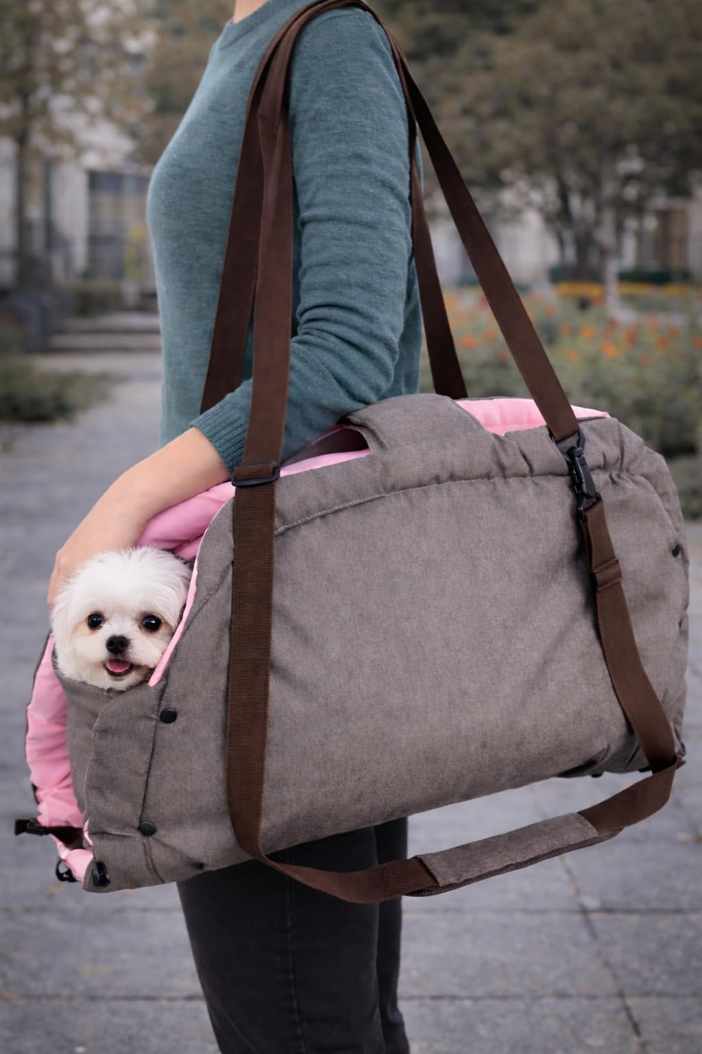 Trasportino per Cani – Gatti – Xenos – Borsa 2 in 1 in Poliestere, Utilizzabile Anche Come Coperta, con Spallacci e Tasca portaoggetti