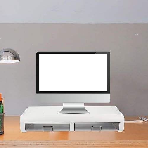 Miniatura 9 de Computer Monitor Shelf with Transparent Drawer Desktop Riser for Eye Health Compact Storage Organizer for Home and Office Use