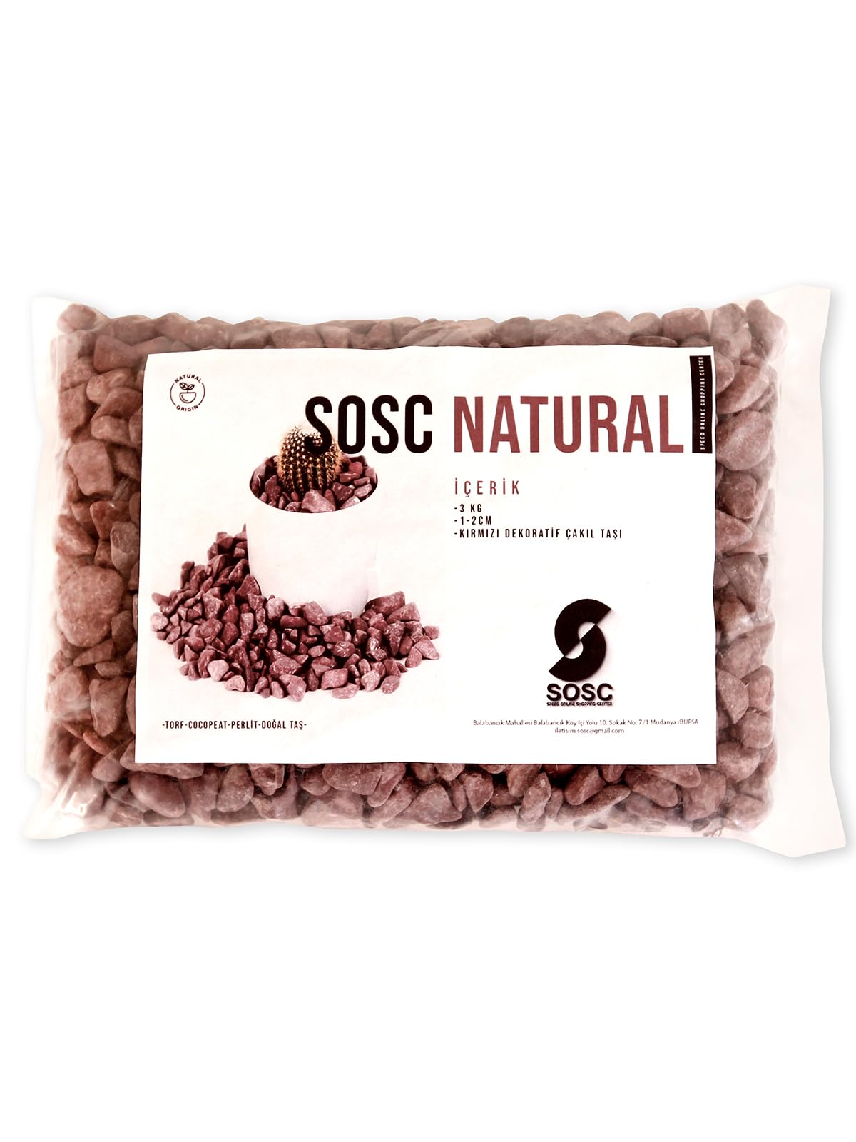 Bordo Çakıl Taşı Dolomit Taşı Bahçe Süsü Akvaryum Taşı Dere Çakıl Taşı 2-3 Cm 3 Kg