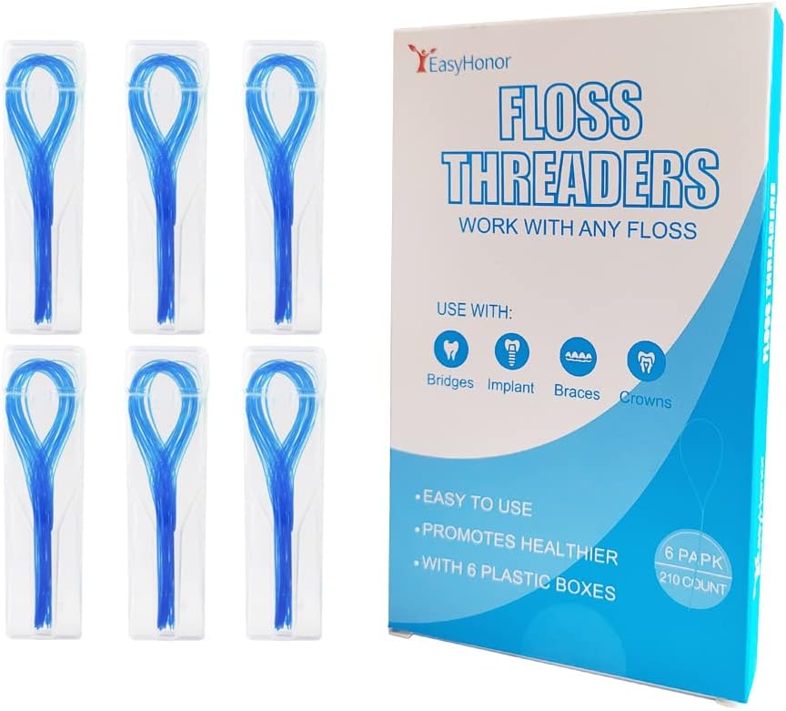 Dental Floss Threaders for Braces, Bridges, and Implants,210 Count (Pack of 6)