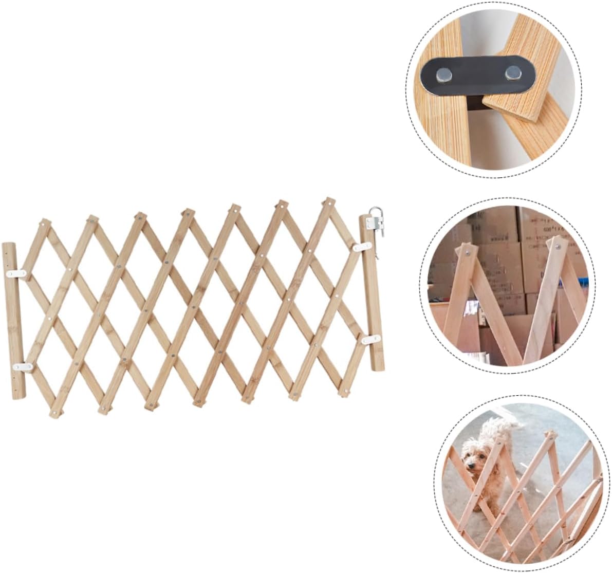 Pet Safety Gate Protector for Doorways Wooden Dog Fence for Home Easy Install for Hallways and Stairs Durable Pet Barrier