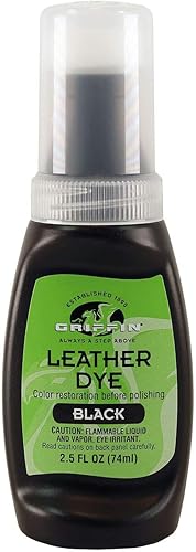 Griffin Tinte para cuero, reparación de cuero y reparación de arañazos para zapatos, botas, muebles de cuero y más (2.5 onzas), Negro -