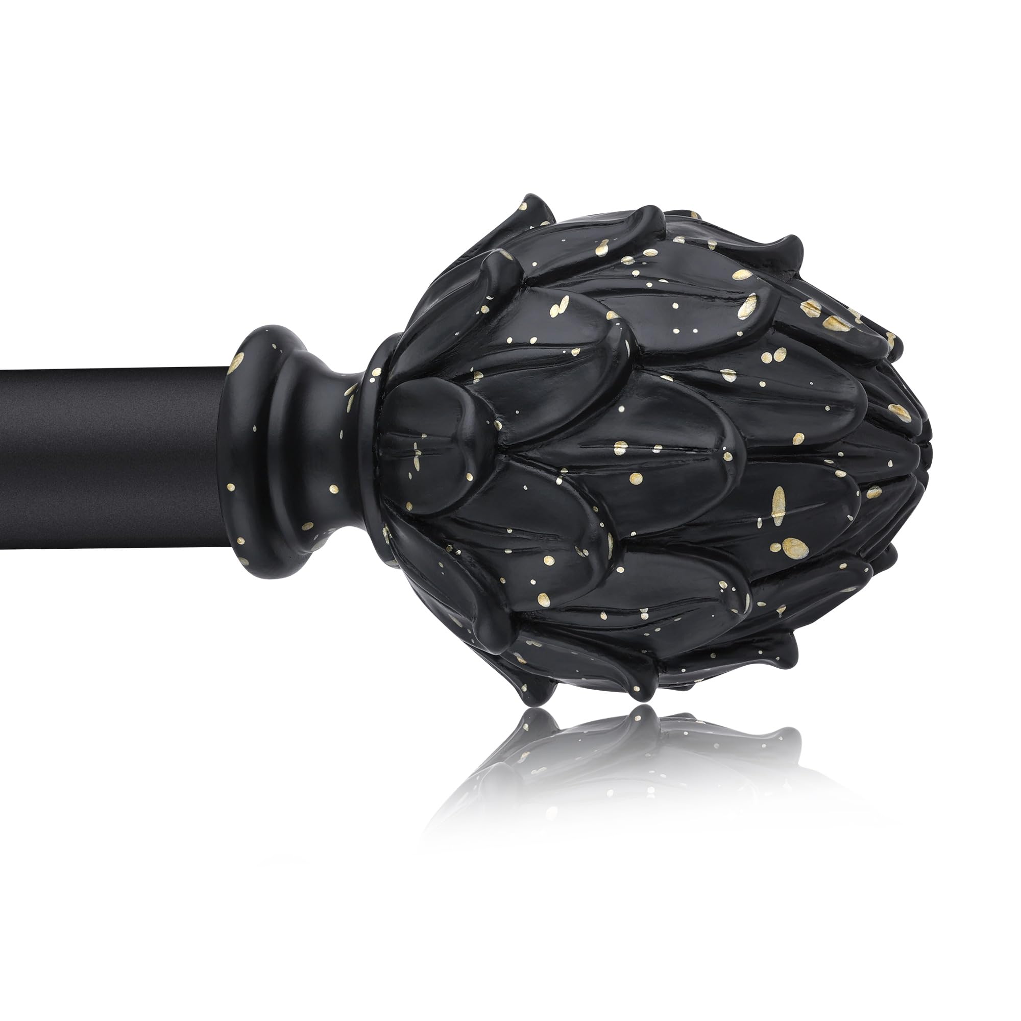 Curtain Rods for Windows 66 to 120 Inches 1 Inch Diameter Adjustable Drapery Rods Decorative Single Window Curtain Rods with Classic Finials,Black