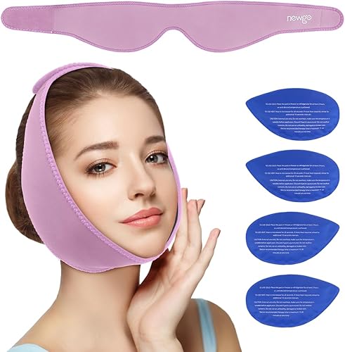 Miniatura 1 de NEWGO Paquete de hielo de mandíbula, paquete de hielo de muelas del juicio para aliviar el dolor bucal facial, envoltura de hielo facial con 4