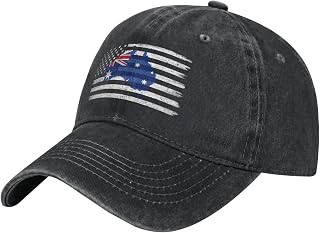 Vintage US and Flag Map of Australia Baseball Cap for Men Women Adjustable Cotton Dad Hats
